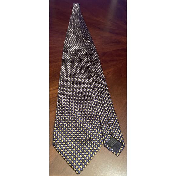 Altea Lord & Taylor Gold Blue Black 100% Silk Men’s Neck Tie Made in Italy - Picture 3 of 9